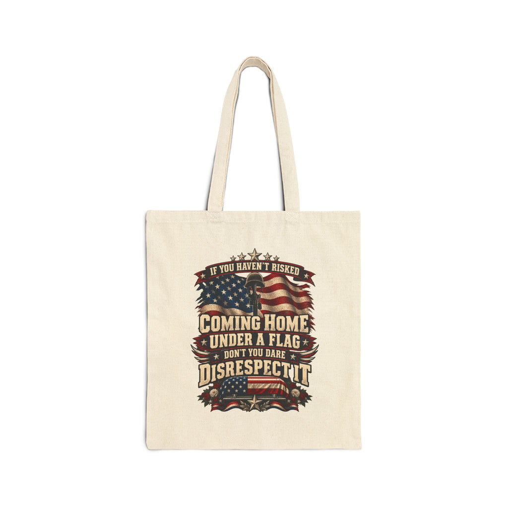 Patriotic 'Coming Home Under a Flag' Cotton Canvas Tote